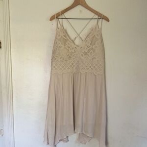 J For Justify Bohemian Lace Top Mini Dress Light Gray Sz 3X Women